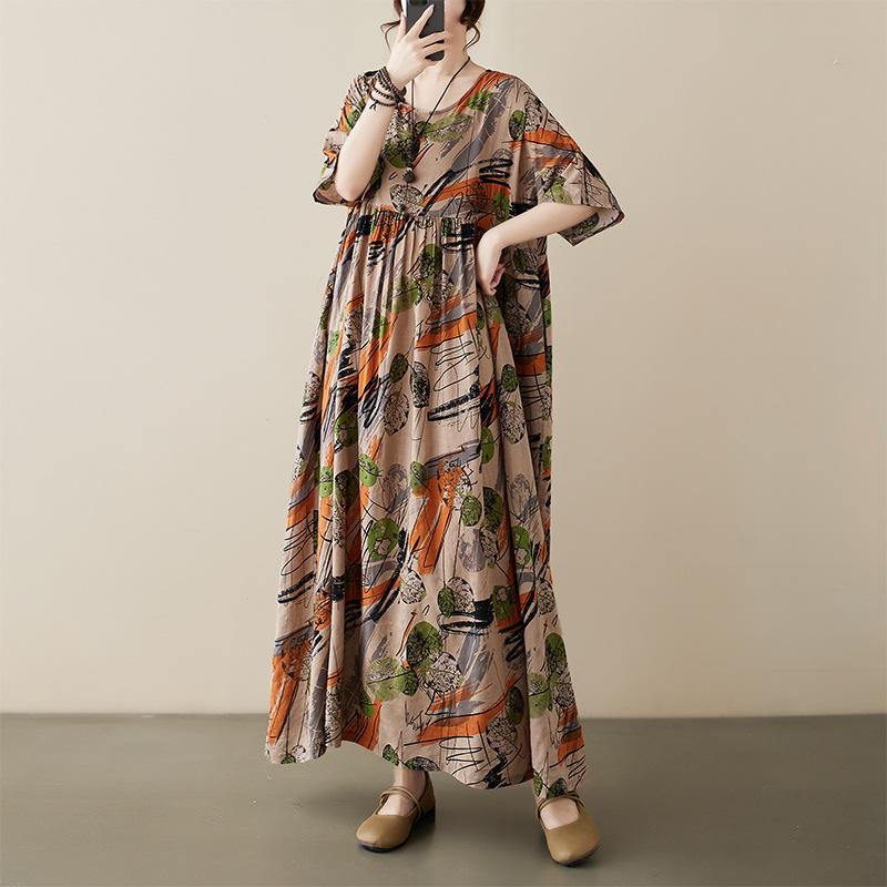 Летнее платье Art Retro свободного кроя с короткими рукавами для женщин