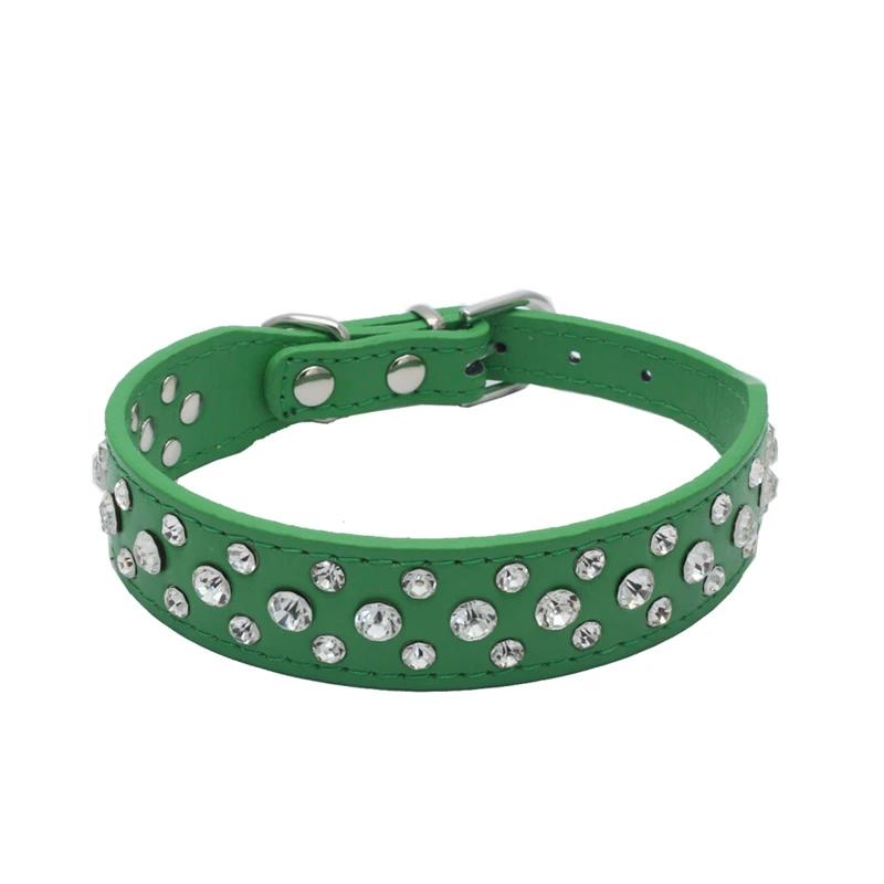 Adjustable Rhinestone Studded PU Leather Dog Collar for Small Medium Large Dogs Cats Anti-Bite Pet Neck Ring Pet Supplies