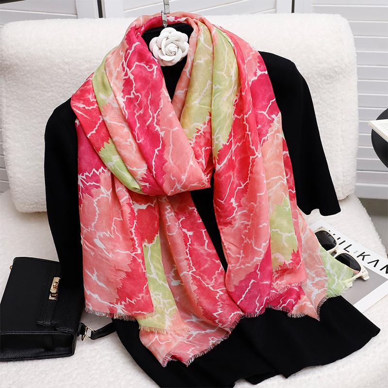 Хлопковый шаль с цветочным тиснением; Вискозный шарф для женщин; пляж; Солнцезащитный; Мусульманский хиджаб-обертывание