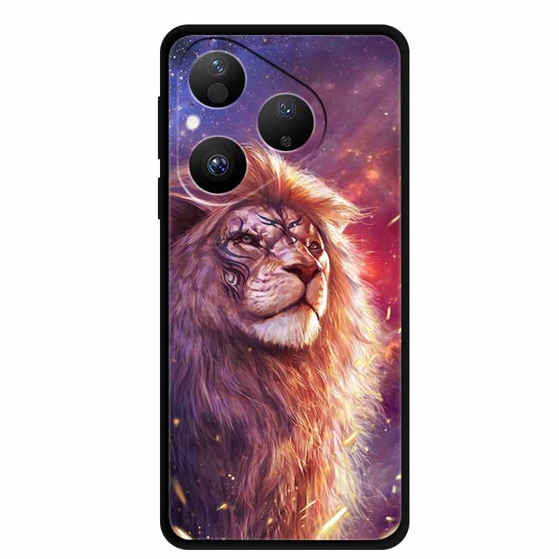 Красочный чехол для Huawei Pura 80 Чехол Мультяшное Животное Силиконовый Черный Мягкий Чехол для Huawei Pura 80 Чехол Защитный Бампер Pura80
