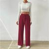 Autumn Pant Elastic Waist Solid Colour High Waist Casual Women's Trousers