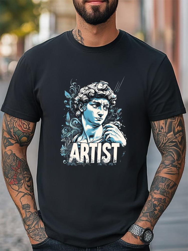 Художник Статуя Искусство Графика Унисекс Футболка Женщины Мужчины Модная Футболка Повседневная Футболка Унисекс Футболка