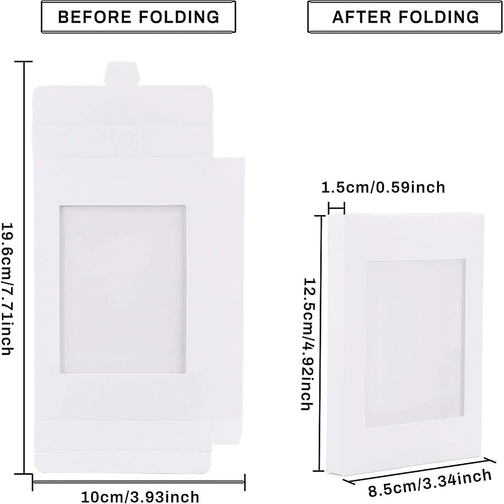 30pcs Foldable Creative Kraft Paper Box Wedding Favor Boxes Favour Box Paper Gift Box with Clear Window Rectangle White Box: 12.5x8.5x1.5cm