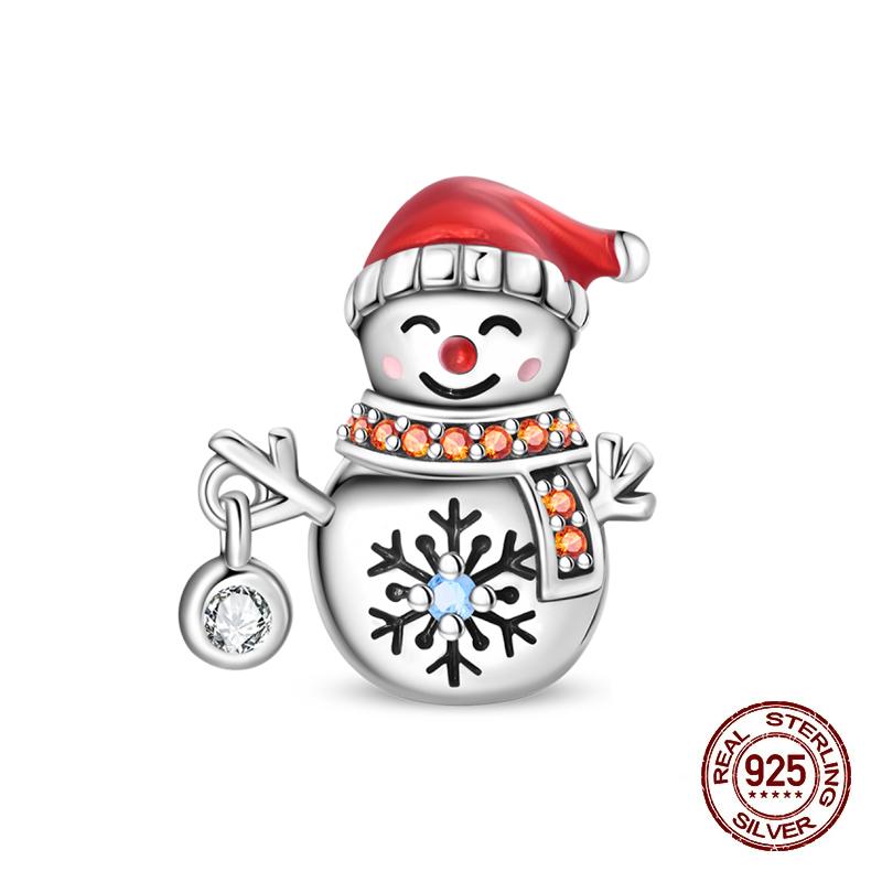 Зимние Шармы Медь Лось Медведь Санта Клаус Шармы Бусины Подходят для Оригинальных Браслетов Для Женщин Сделай Сам Праздничные Ювелирные Изделия Подарки