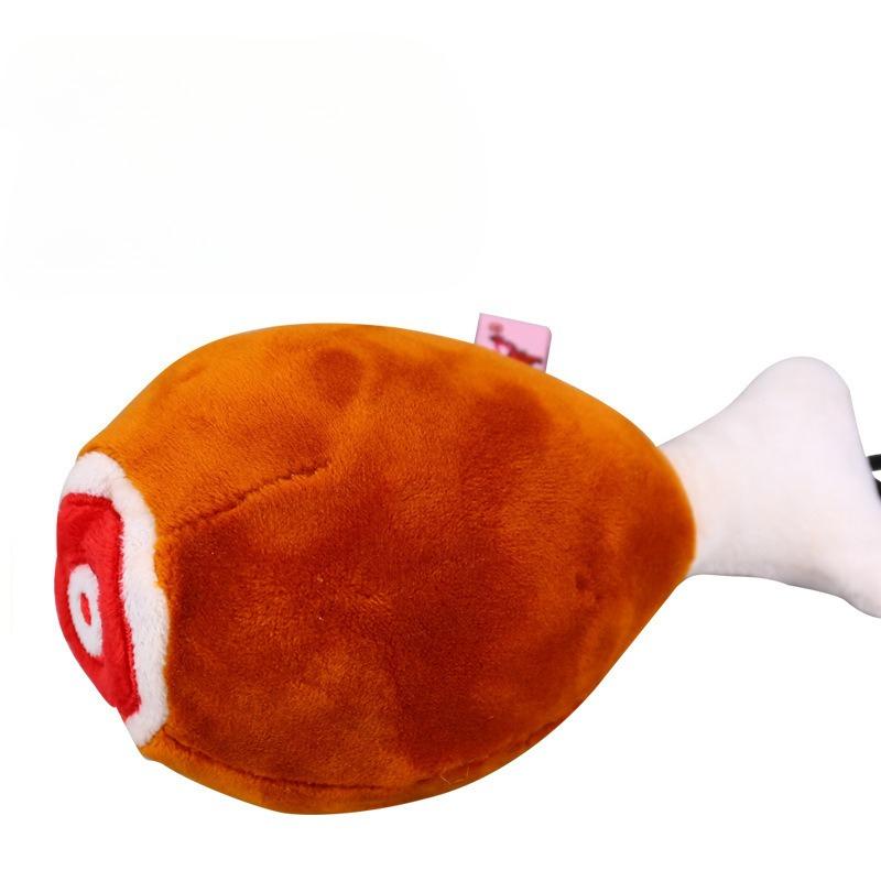 Dog Chew Plush Toy Squeaky Simulated Chicken Leg Bite-resistant Training Puppy Toy Interactive Stuffed Raw Dog Toy Supplies