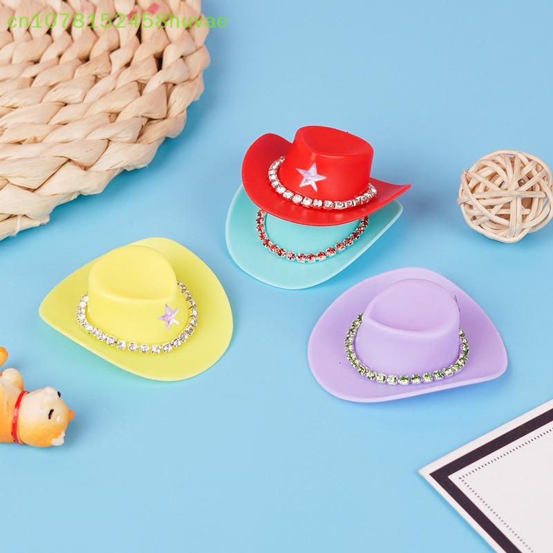 MAX-66~ 4 Pcs Miniature Plastic Doll Hat Western Cowboy Hat Cowgirl Hat For Dolls Decoration Accessories