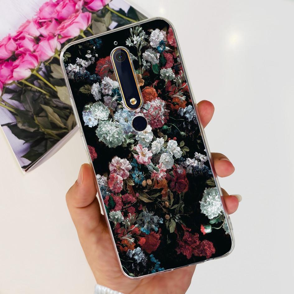 For Nokia 6 2018 Case Fashion Flower Soft Silicone Bumper For Nokia 6.1 Cover TA-1043 TA-1045 TA-1054 TA-1050 TA-1068 Phone Case