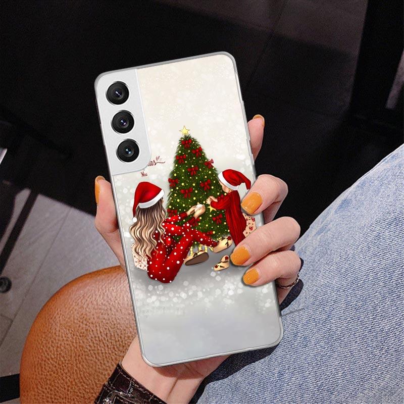 Christmas Girls Tree Gift Phone Case For Samsung Galaxy S24 S25 Edge S26 Ultra S23 S22 S21 Plus S20 FE + Personalized Print Cove