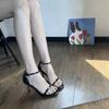 Stiletto Heels Women's Summer New Square Toe Open Toe One Buckle Square Toe Anti-Slip Wear-Resistant Sandals