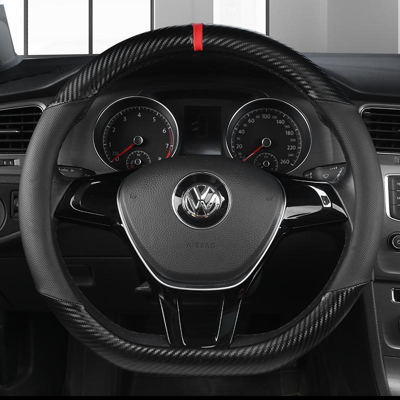 Carbon Fibre+Leather Car Steering Wheel Cover For VW GOLF 7 2015 POLO JATTA Passat Tiguan For Nissan Qashqai J11 X-trail T32