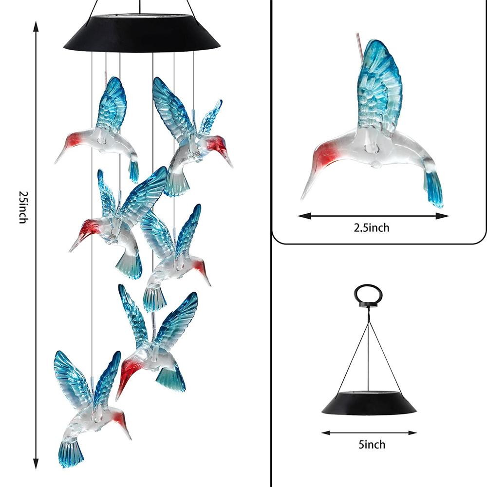 LED Solar Wind Chime Light Garden Butterfly Wind Chime Lamp Colorful Waterproof Hanging Solar Light for Garden Yard Home Decor