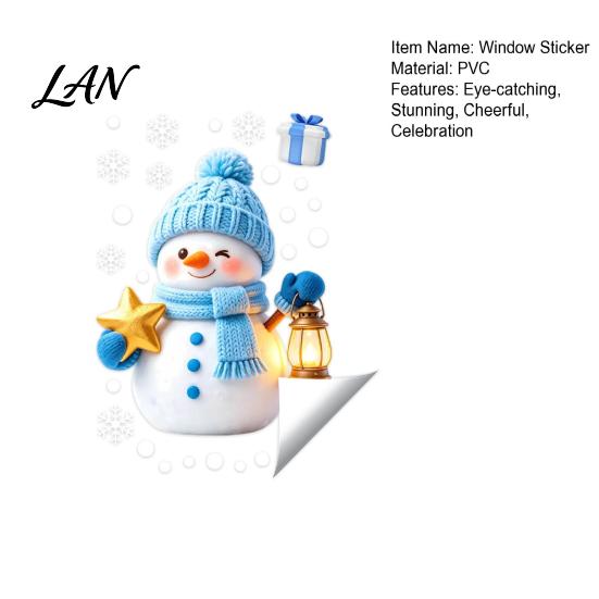Winter Holiday Glass Clings Christmas Window Clings, Cute Cartoon Snowman Stickers, Snowflake Double-Sided Seasonal Store Displays Static Decal