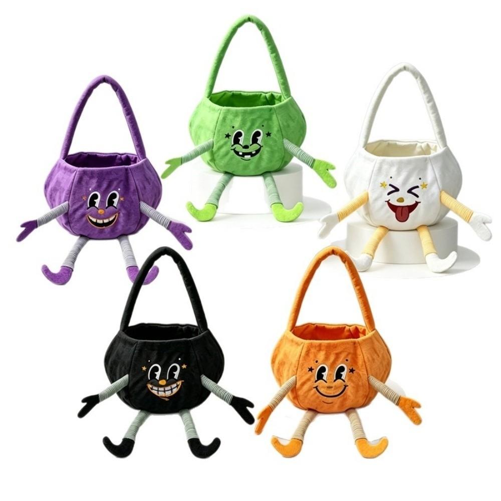 Flexible Pumpkin Bucket Open Top Trick or Treat Bucket Holiday Ghost Plush Bag Dessert Making