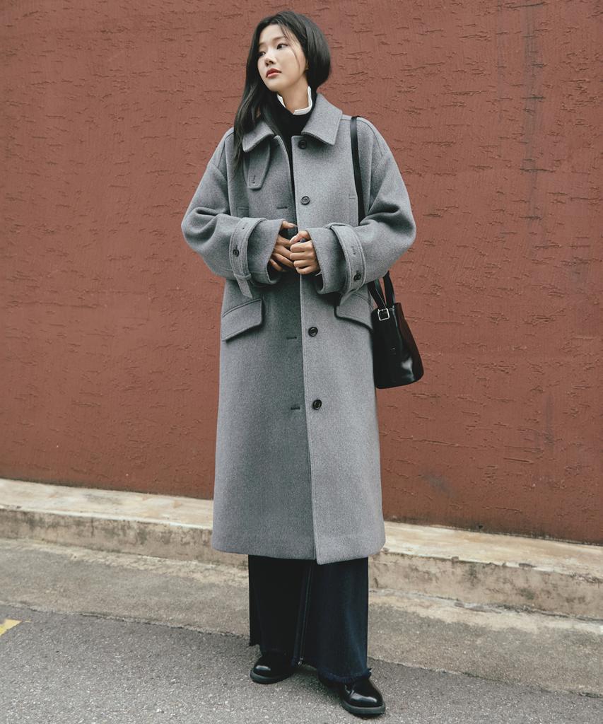 Artid Cashmere Oversized Long Coat_Melange Grey