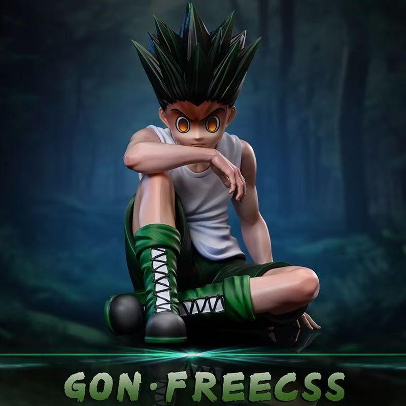 Мультяшная фигурка-модель из аниме Hunter x Hunter, сидячая поза, фигурка Killua Zoldyck, статуэтка Gon Freecss GK, настольная кукла, подарок