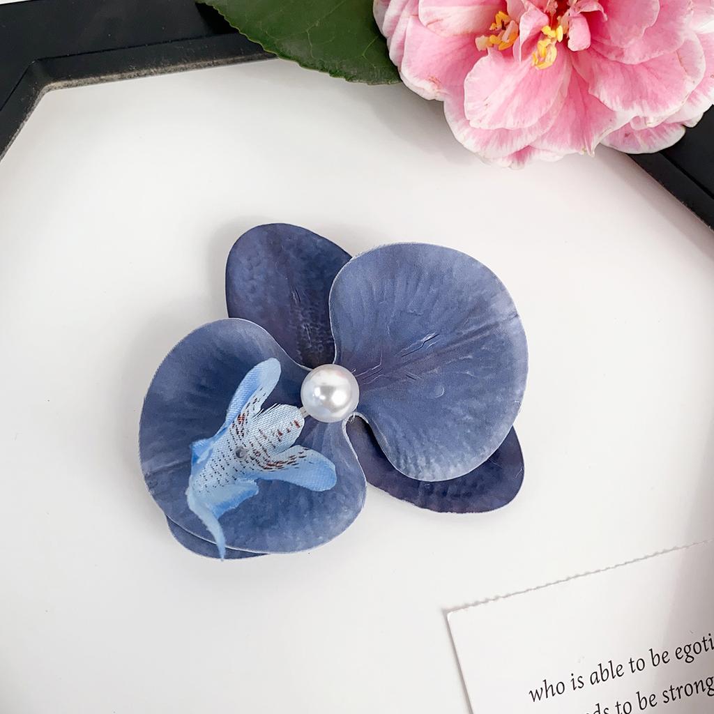 Hot Selling French Style Elegant Orchid Fabric Hair Clip Girls Colorful Floral Hair Clamp Accessory