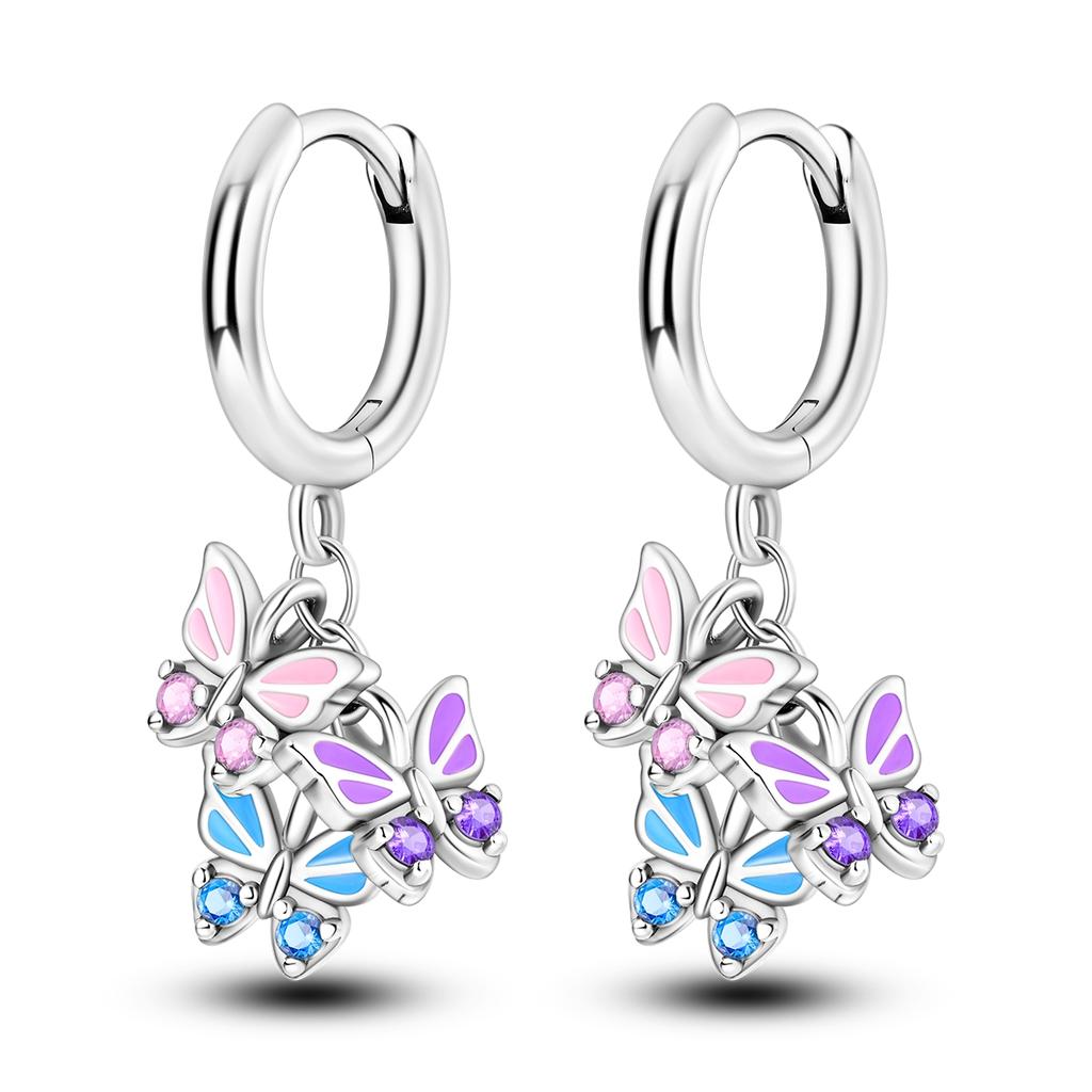 Orstarry 925 Silver Pink Sweet Bow Earrings Women Jewelry Trendy Drop Earrings Party Gift Anniversary