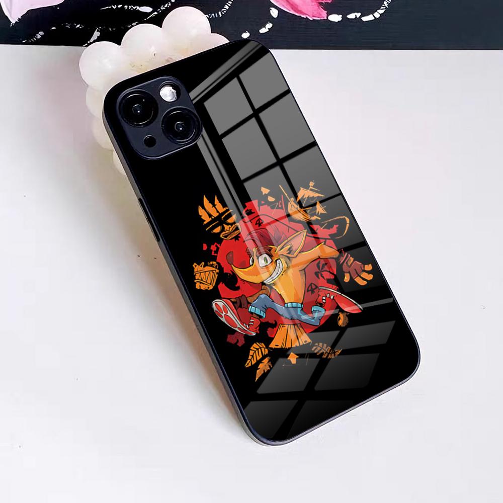 Чехол для телефона Crash Bandicoot для iPhone 17 Pro Max 16 15 14 Pro Max 13 11 X Xs Xr 8 7Plus Стеклянная крышка