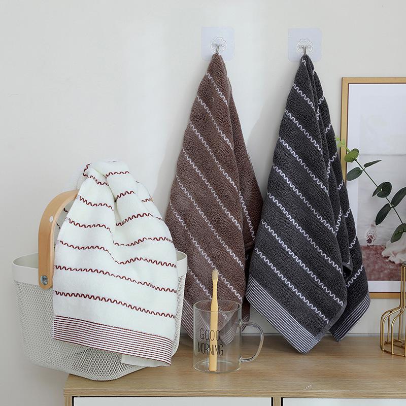 Water Pattern Cotton Face Wash Towel - Soft, Thick, Quick-Drying, Absorbent for Daily Use