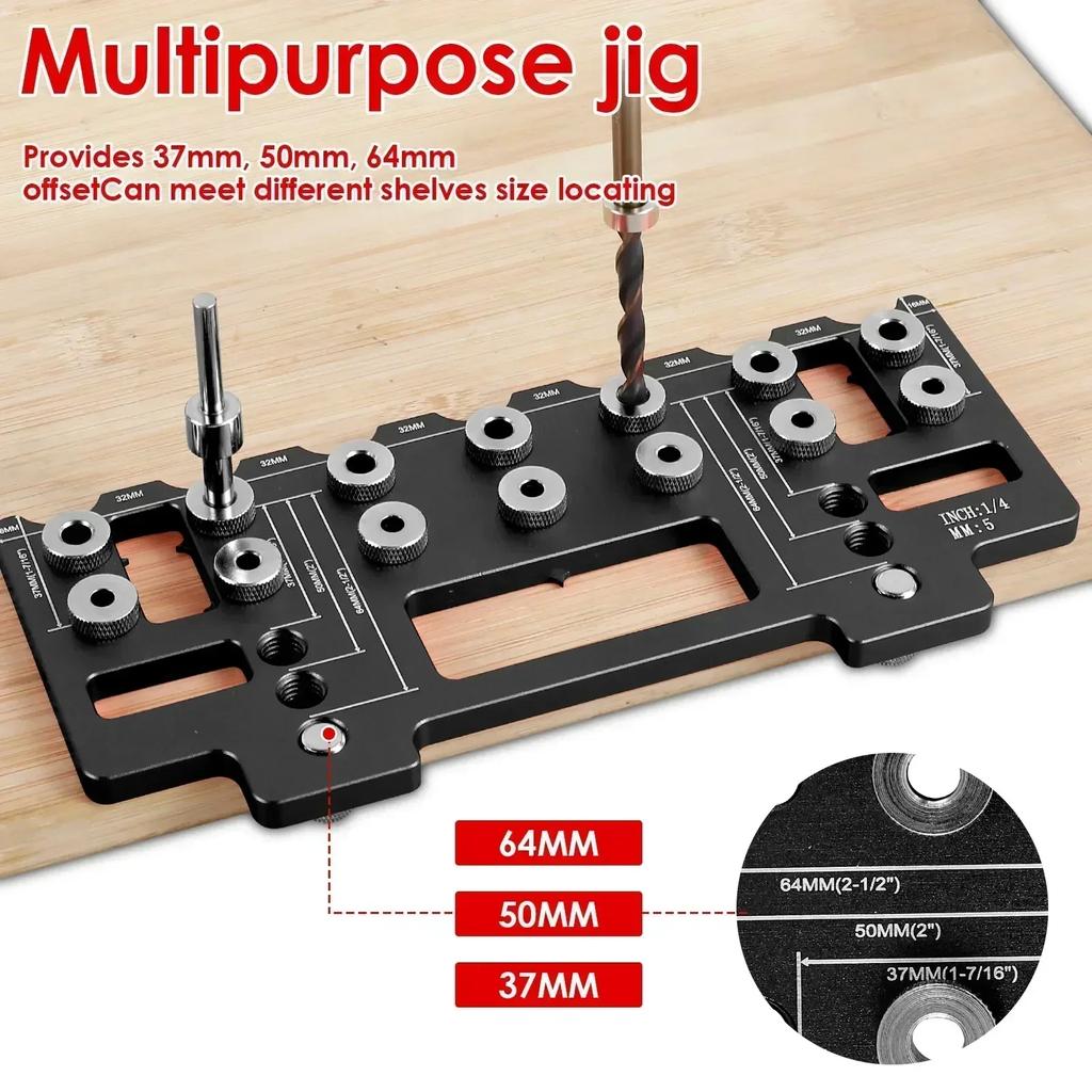 Шаблон для сверления штифтов для полок из алюминиевого сплава 1/4 дюйма Шаблон для сверления штифтов для полок из алюминиевого сплава Шаблон для сверления прямых отверстий по дереву Руководство по крепежу