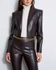 Real Lambskin Leather Brown Genuine Button Party Classic Stylish Women Blazer