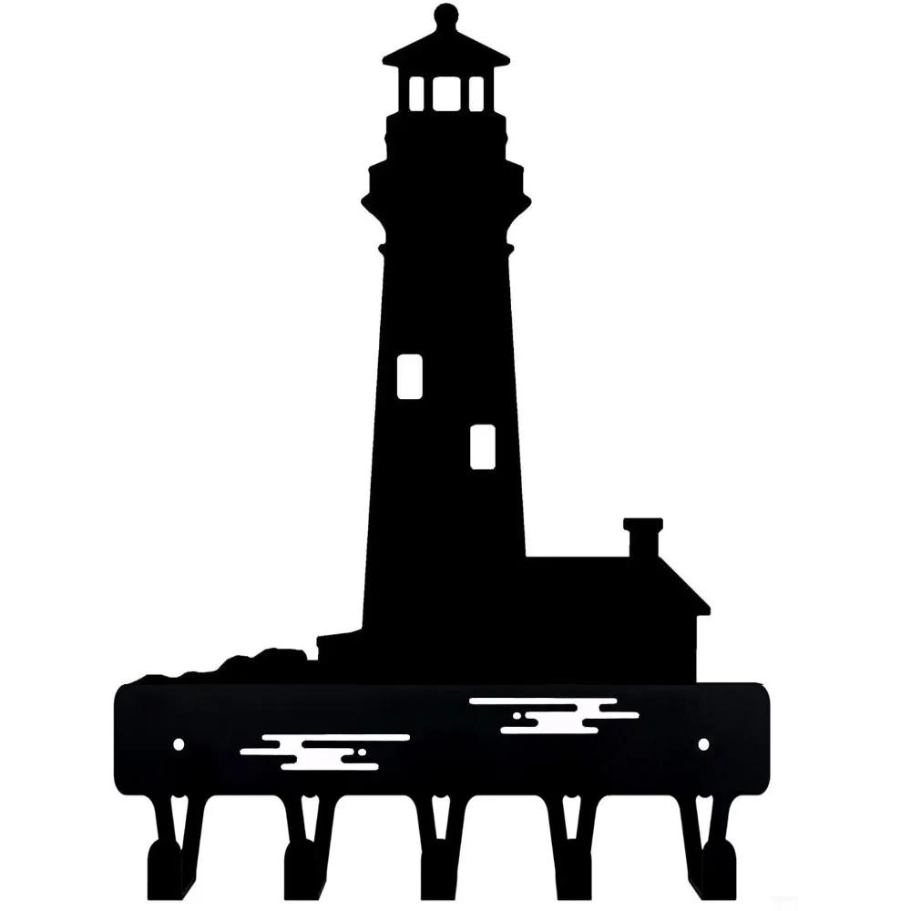1pc Lighthouse Key Rack Hanger - 6 Inch Wide Metal Wall Art for Key, Towel, Coat - Organizer and Storage Rack