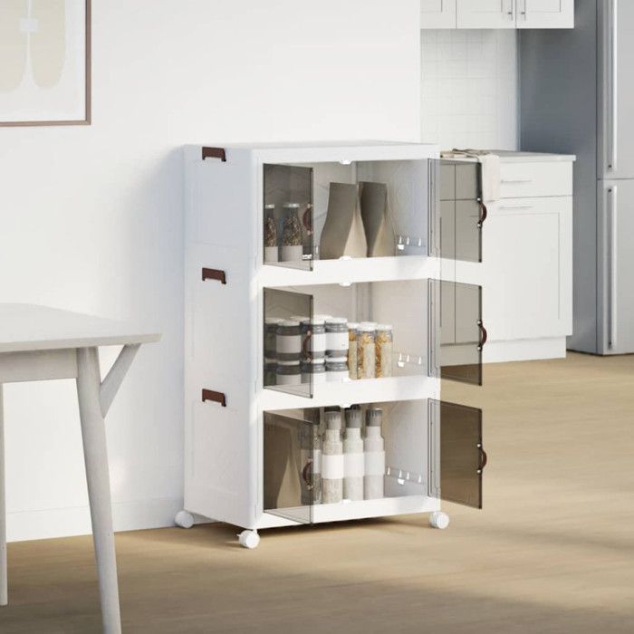 Stackable Storage Box with Wheels 3 Levels 75 L