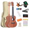ADM Concert Ukulele Mahogany Beginner Ukulele Set Includes Gig Fretboard and Storage Bag Kit, 23" - Bag, Tuner, Strap, Stickers, Picks, (Matte