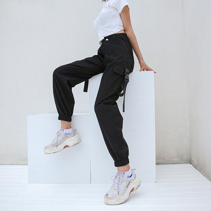 VANGULL Cargo Pants Women Casual Joggers Black High Waist Pants Loose Female Trousers Ladies Pants