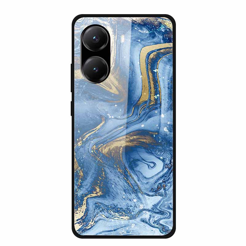 Закаленное Стекло Чехол для Poco X7 Pro Задняя Крышка ПК Жесткие Ударопрочные Чехлы для Xiaomi PocoX7 Pro Funda Мраморная Текстура Модный Coque