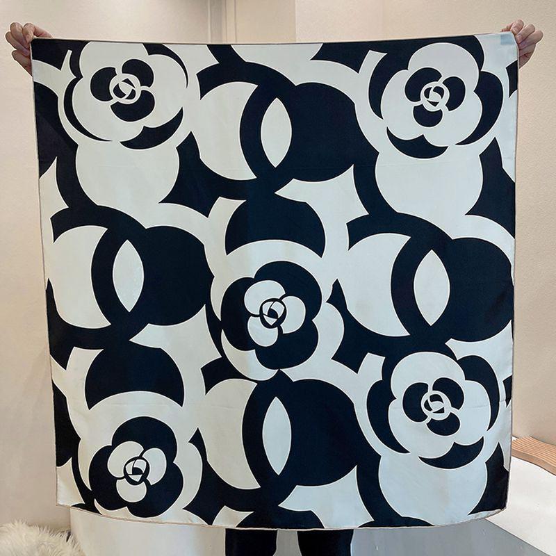 Шелковый твиловый шарф Silk Road в черно-белом французском стиле для весны/лета