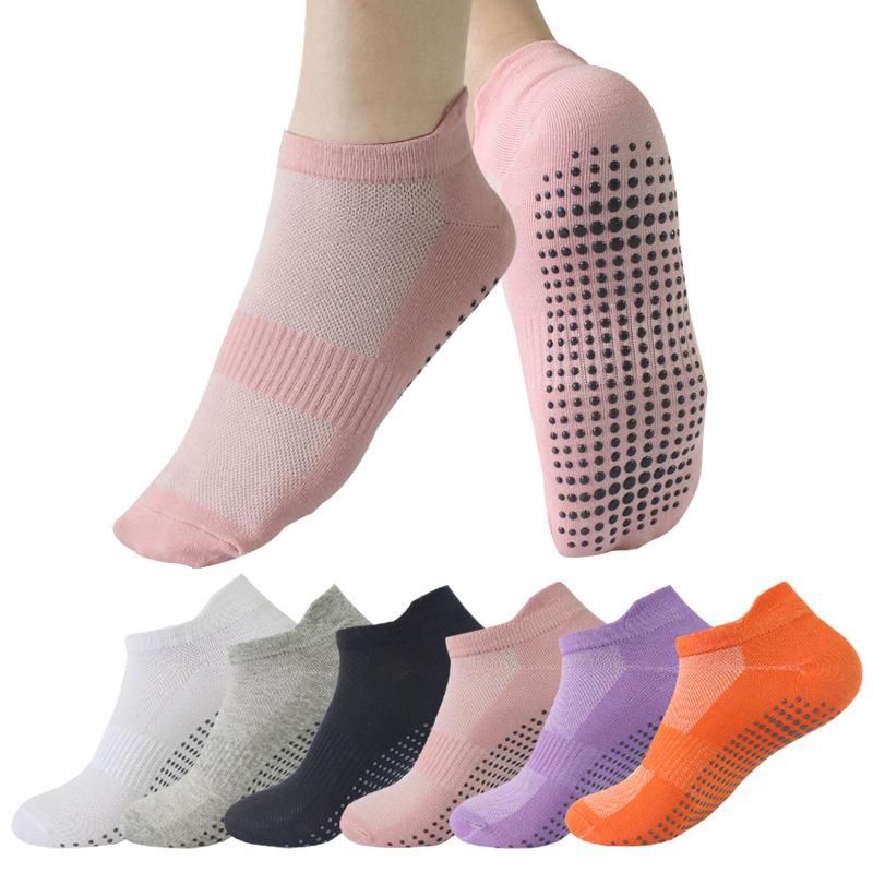 5 Pairs Yoga Socks Women Cotton Solid Color Short Mesh Breathable Professional Non-slip Floor Pilates Dance Sports Gym Socks
