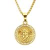 Golden Human Head Portrait Pendant: European & American Street Fashion Diamond Hip-Hop Necklace for Men