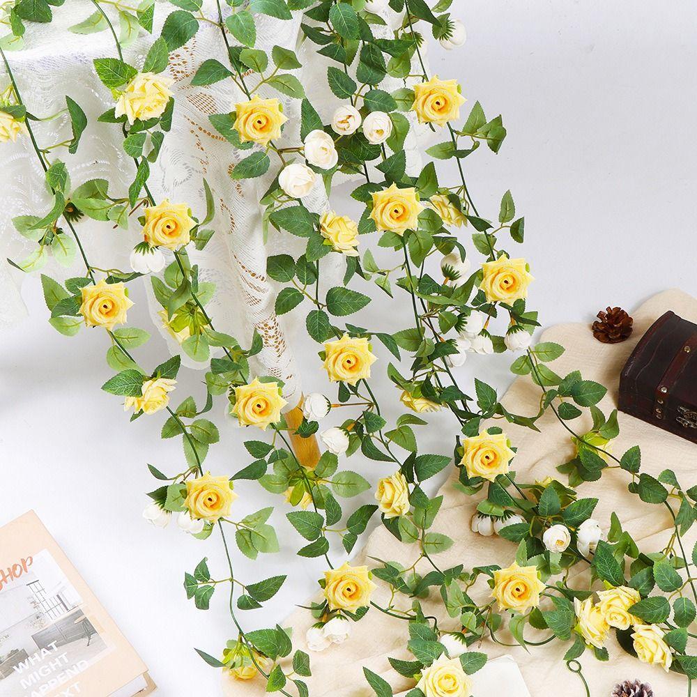 Spring Artificial Rose Vine Handmade Rose Wall Hanging Simulation Rose Vine  Wedding Party