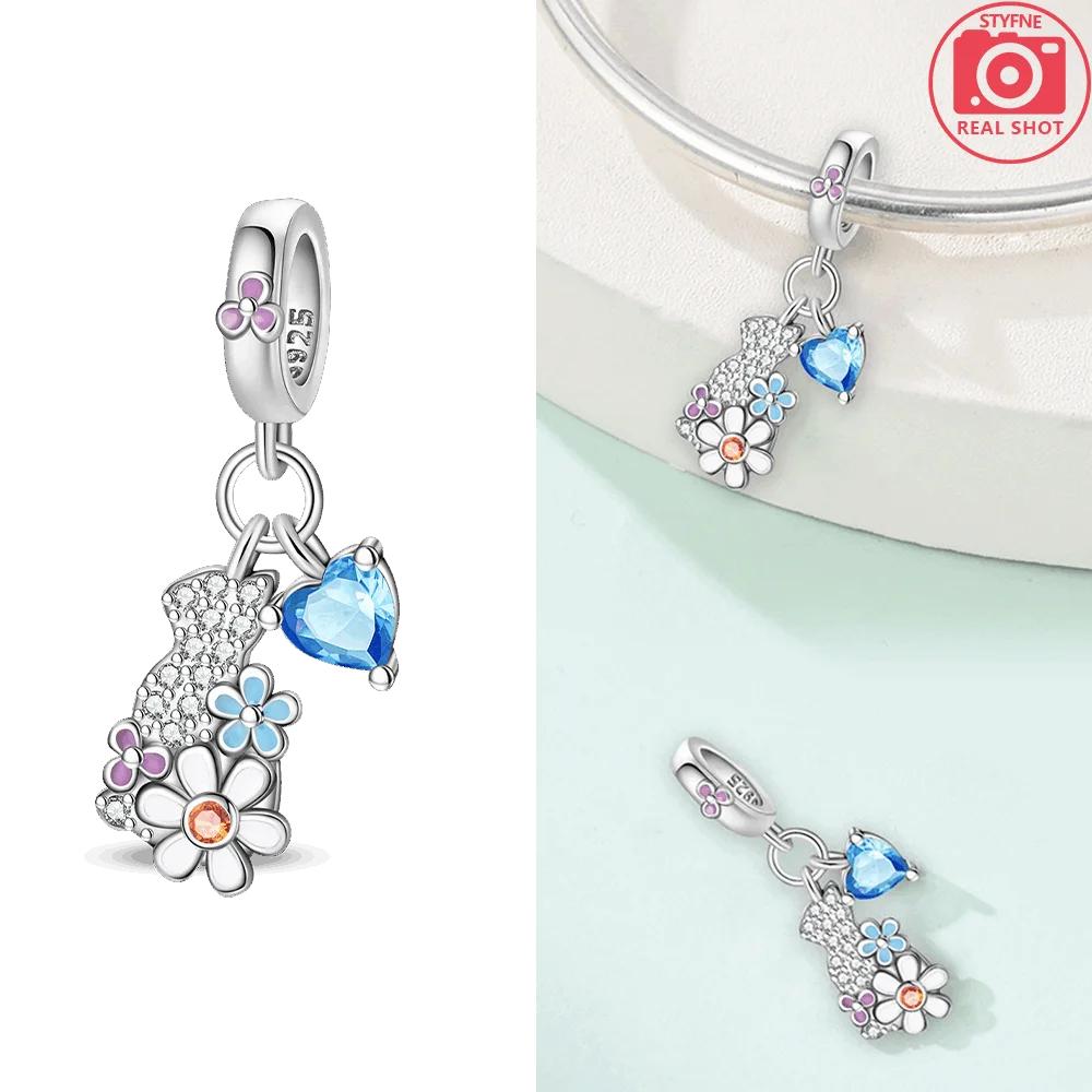 Подвески Женские Оригинальные Медные Бусины Фиолетовый Цветок Колокольчик Кошка Звезды Луны Подходят для Браслета Женский Подарок Ювелирный Аксессуар Набор