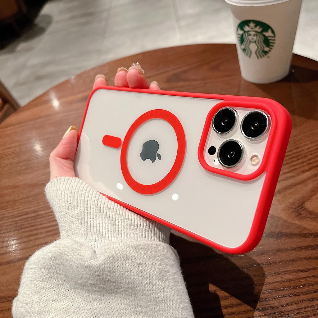 Цветной Прозрачный Магнитный Беспроводной Чехол для Зарядки Magsafe для iPhone 15 14 13 12 11 Pro Max Mini XS XR Жесткий Акриловый Чехол