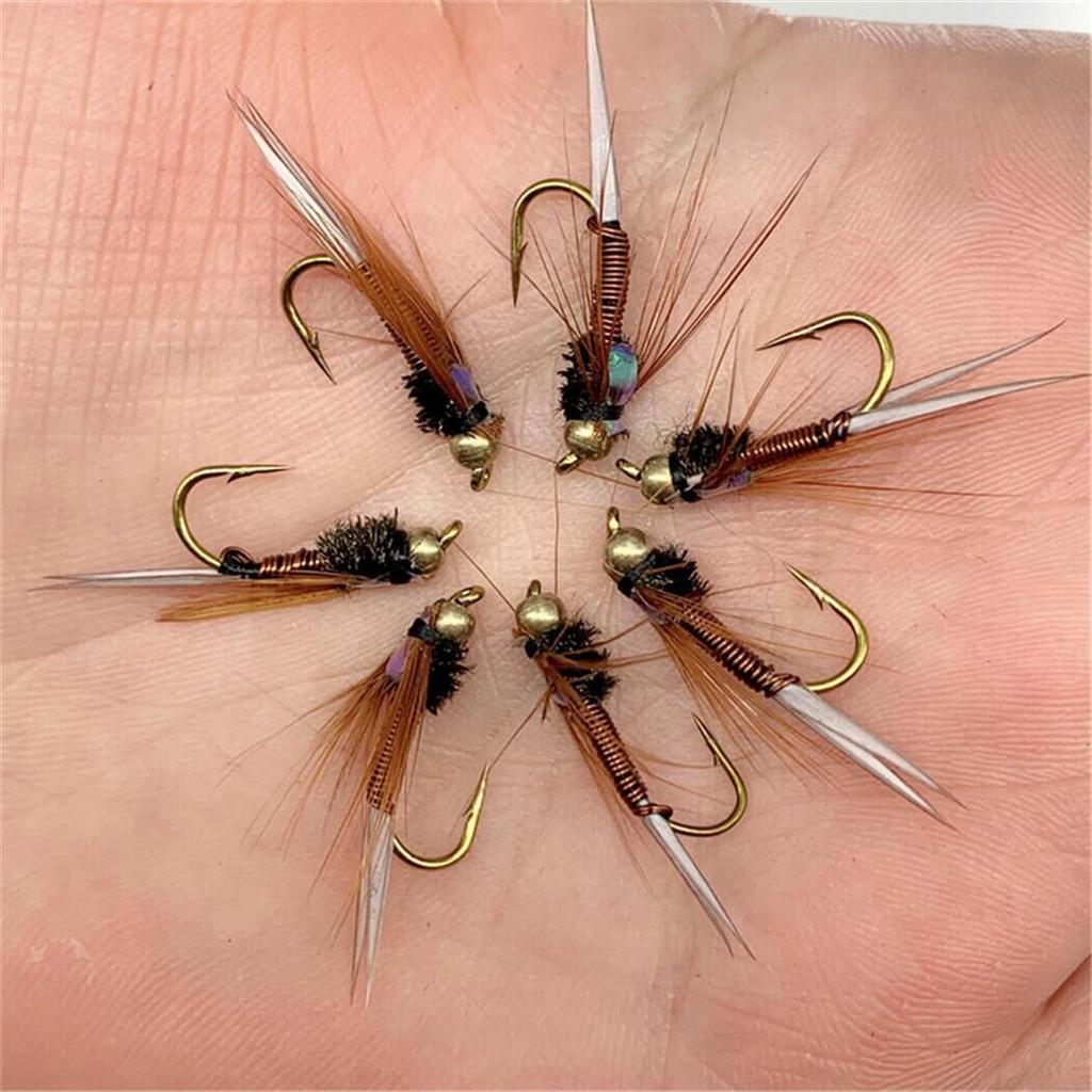 24 шт. латунная бусина с головкой, приманки для рыбалки нахлыстом, приманки для ловли форели, приманки с коробкой для мух