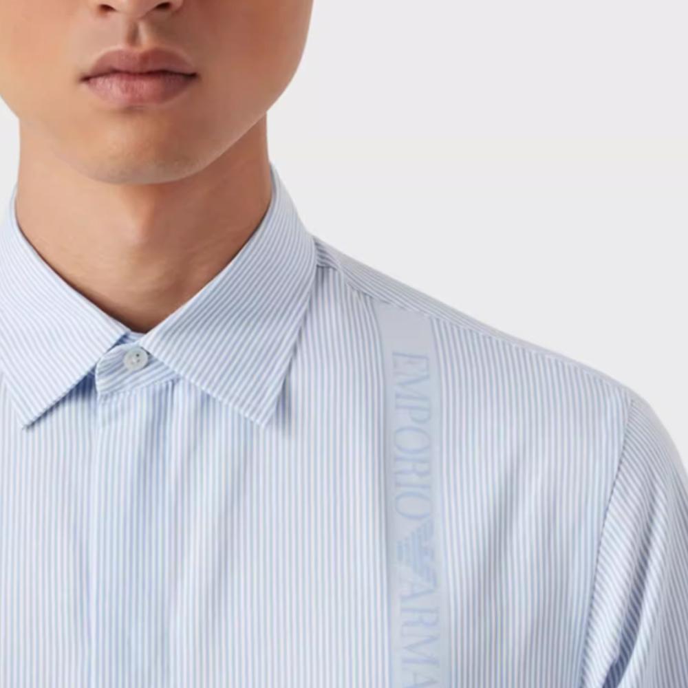 Emporio Armani Рубашка с полосатым принтом с длинным рукавом Мужские рубашки Синий B1SM0B-B12F5-019