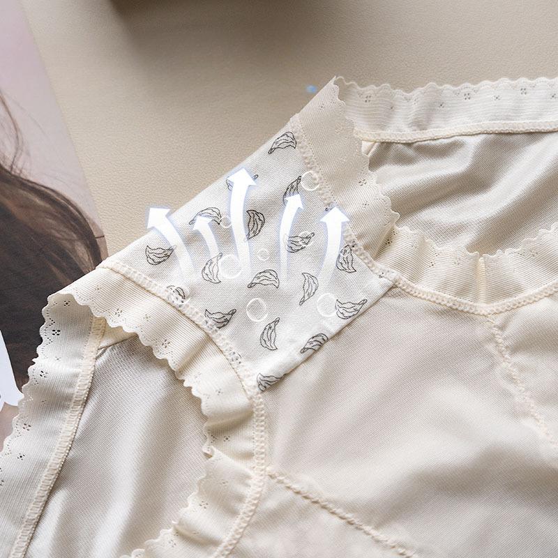 Нижнее белье Женские трусы больших размеров Эластичные компрессионные трусики с высокой талией Треугольные трусики Шелковое кружево с промежностью Бесшовное нижнее белье Дышащее