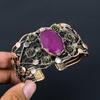 Kashmiri Red Ruby Gemstone Pure Copper Wire Wrapped Handmade Cuff/Bangle Jewelry