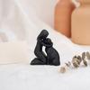 Faceless Humanoid Dog Sculpture 3D Printed Girl with Figurine Ornament, Minimalist Squatting Pose Modern Pet Friendship Decor Sculpture, Healing