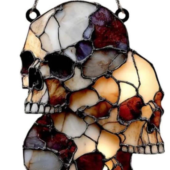 Gothic Style Skull Halloween Pendant 2D Flat Acrylic Capture Sunlight Sun Catcher Halloween Hanging Ornament