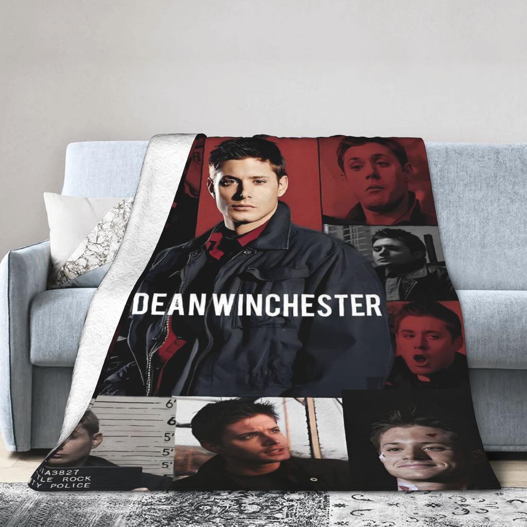 Jensen Ackles Flannel Blanket Winter Dean Winchester Super Warm Throw Blanket for Children Couch Bed Novelty Bedspread