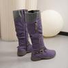 Large Size Autumn and Winter New Thick Heel Side Zipper High Women's Boots