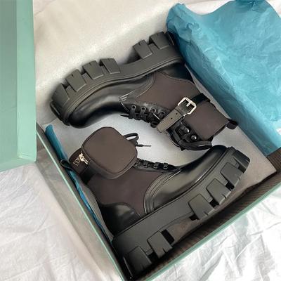 Черные мотоциклетные ботильоны на толстой подошве в стиле панк, женские весенние ботильоны на шнуровке, толстый каблук, ремень с пряжкой и карманами, дизайнерские массивные туфли