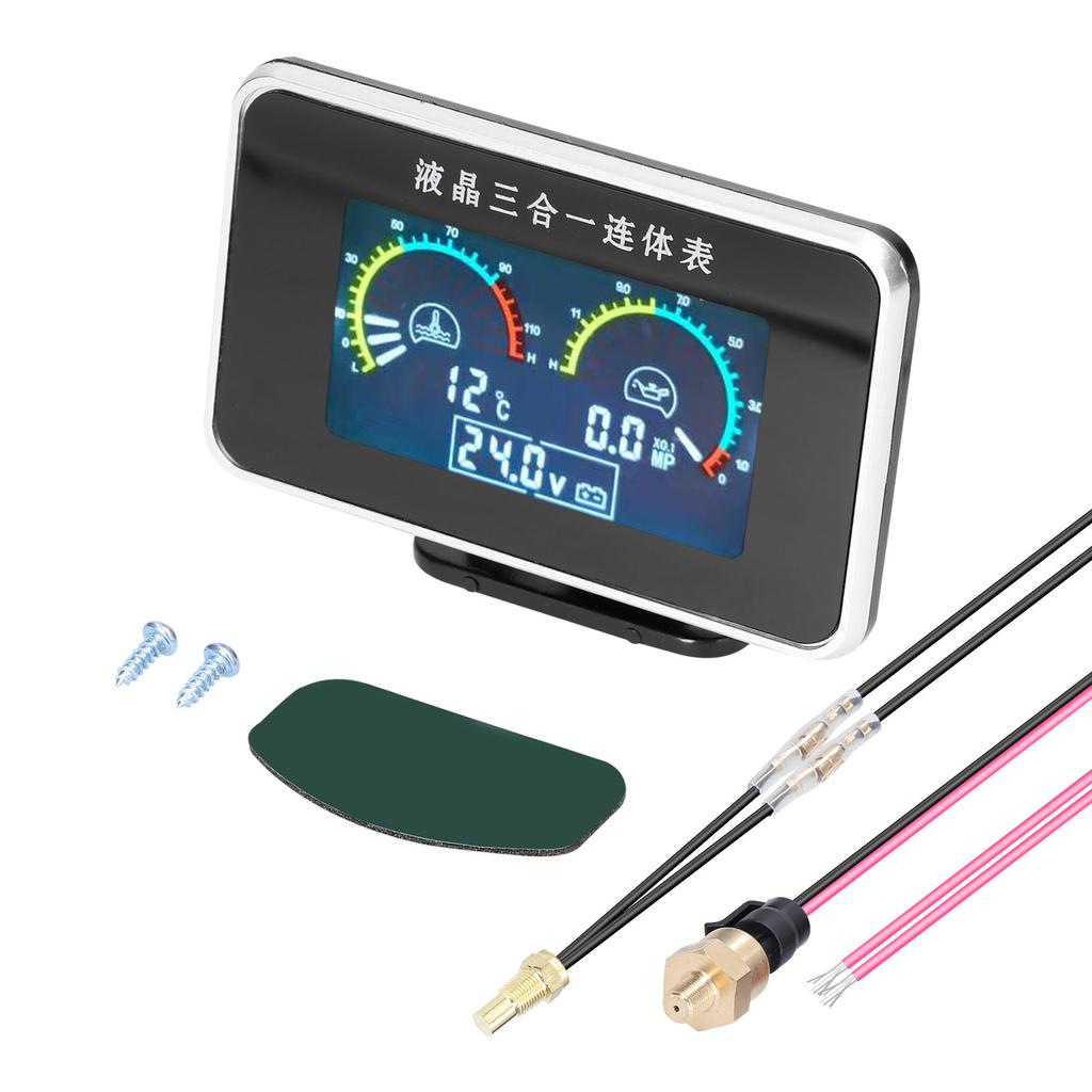 3 in 1 Car LCD Meter Digital Oil Pressure Voltage Water Temperature Gauge Universal Instrument 9 36V for Car Truck SUV