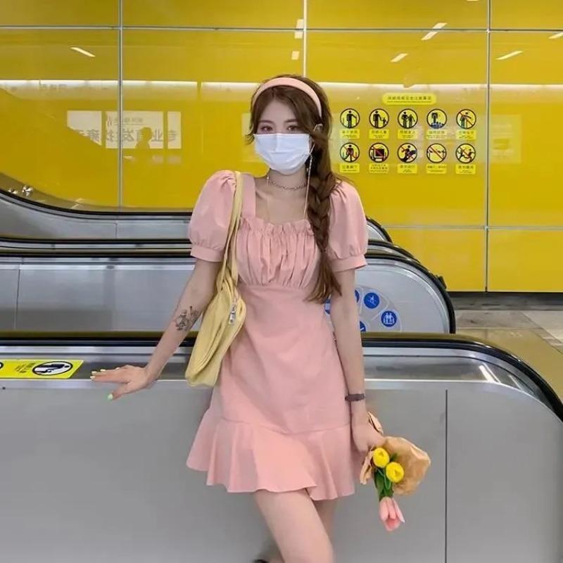 Белое платье с милой сестрой и пузырьковыми рукавами, женское летнее французское короткое платье с темпераментом первой любви