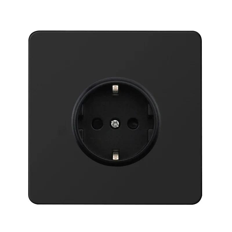 86 Тип Ретро Выключатель 1-4 Gang 2 Way Настенный Светильник Латунный Рычажный Переключатель Черный Матовый Нержавеющая Стальная Панель Розетка EU FR