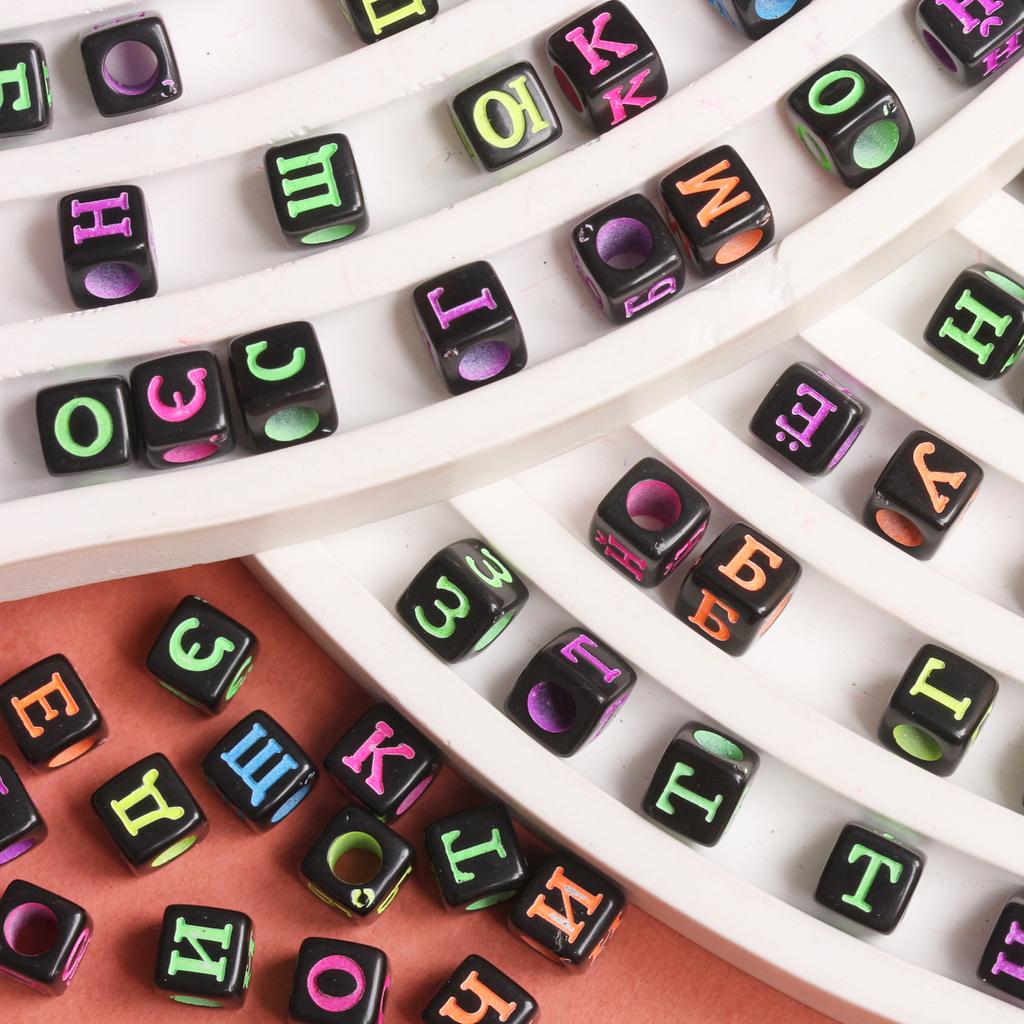 Beads Bracelet Alphabet DIY Letter Mixed Accessories For Charms Jewelry Making Square Necklace Russian Making