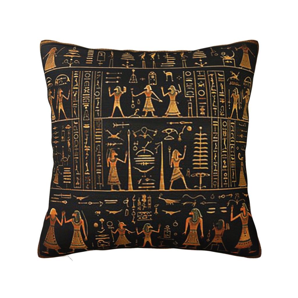 Ancient Egyptian Hieroglyphics Art Square Pillowcase Pillow Cover Cushion Zip Decorative Comfort Throw Pillow for Home Sofa